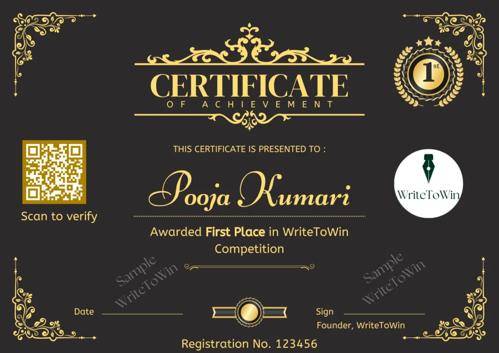 Winner Certificate of WriteToWin