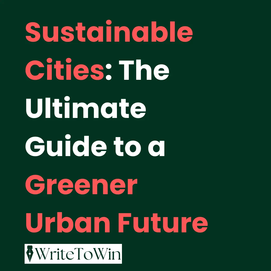 A futuristic city skyline where modern skyscrapers are covered in lush vertical gardens and green roofs, with clean public transport visible on the streets below.