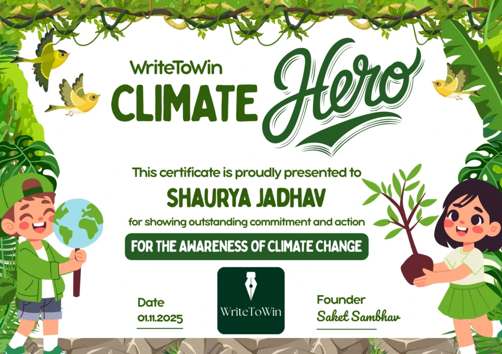 climate hero WriteToWin winners Shaurya