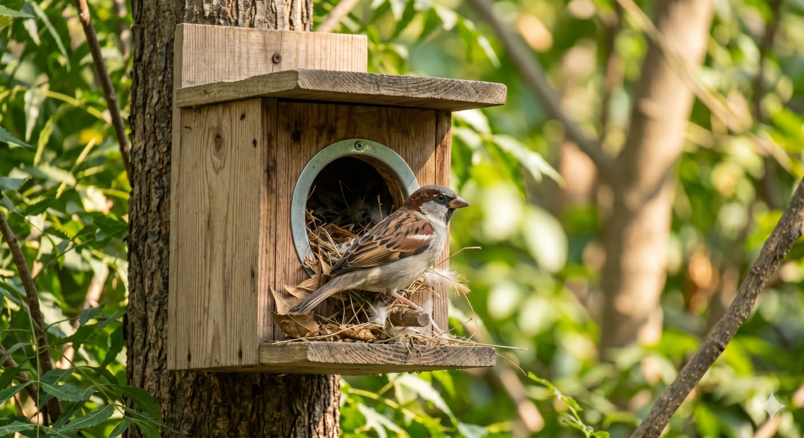 Sparrow in a nest